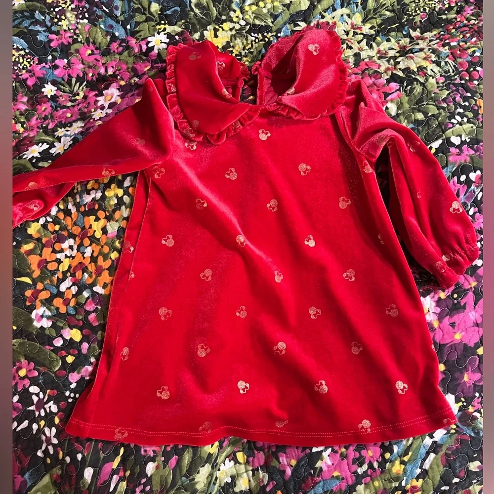 Disney Mickey Mouse Red Gold Baby’s Dress NWOT
